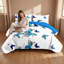 Ensemble de couvre-lit réversible 3 pièces en microfibre bleu royal à motif papillon avec 2 taies d'oreiller-129359466