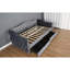 Lit de jour gris simple avec rangement et sans sommier tapissier - Revêtement, tiroirs confortables de style Mid-Century