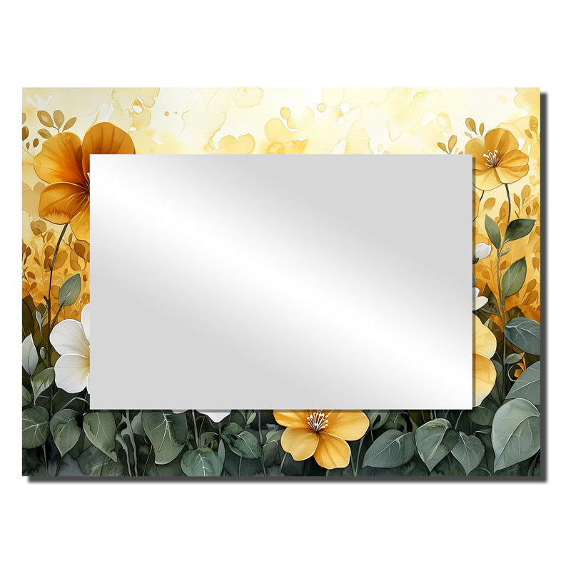 Été doré lueur d'hibiscus II - Art mural miroir floral - imprimé sur métal, 24 po x 32 po