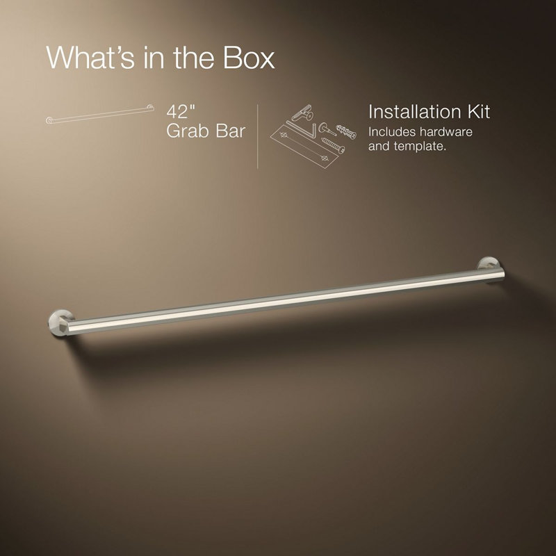 Components™ 18-In Grab Bar, 42" W, Polished Nickel