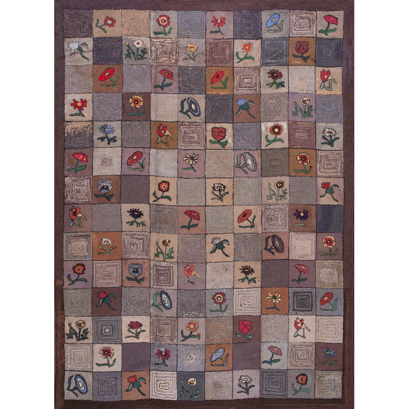 Tapis multicolore en laine antique American Hooked
