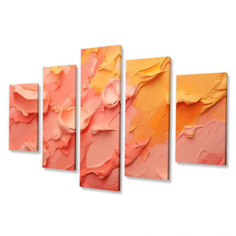  «Pink Radiant Dusk Dream I - Abstract Collages Multipanel Wall Art Decor