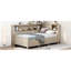 Lit de jour au lait blanc antique avec rangement pour tablettes et tiroirs, cadre en bois robuste pour 3 options de rangement, look, fiabilité-1229262855