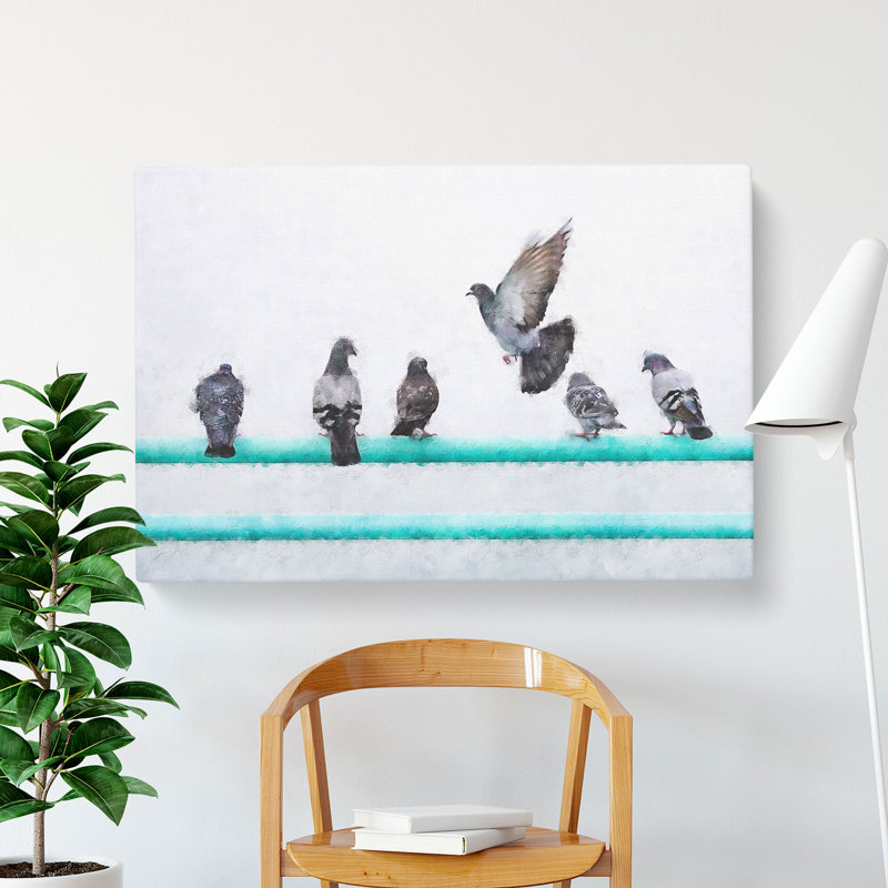 Pigeons - Wrapped Canvas, 60cm H x 91cm W x 3cm D