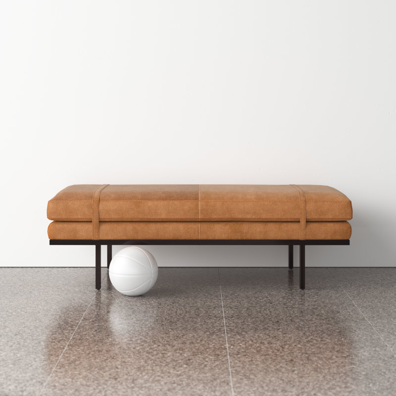 Booker Polyester Blend Upholstered Bench, Palermo Cognac