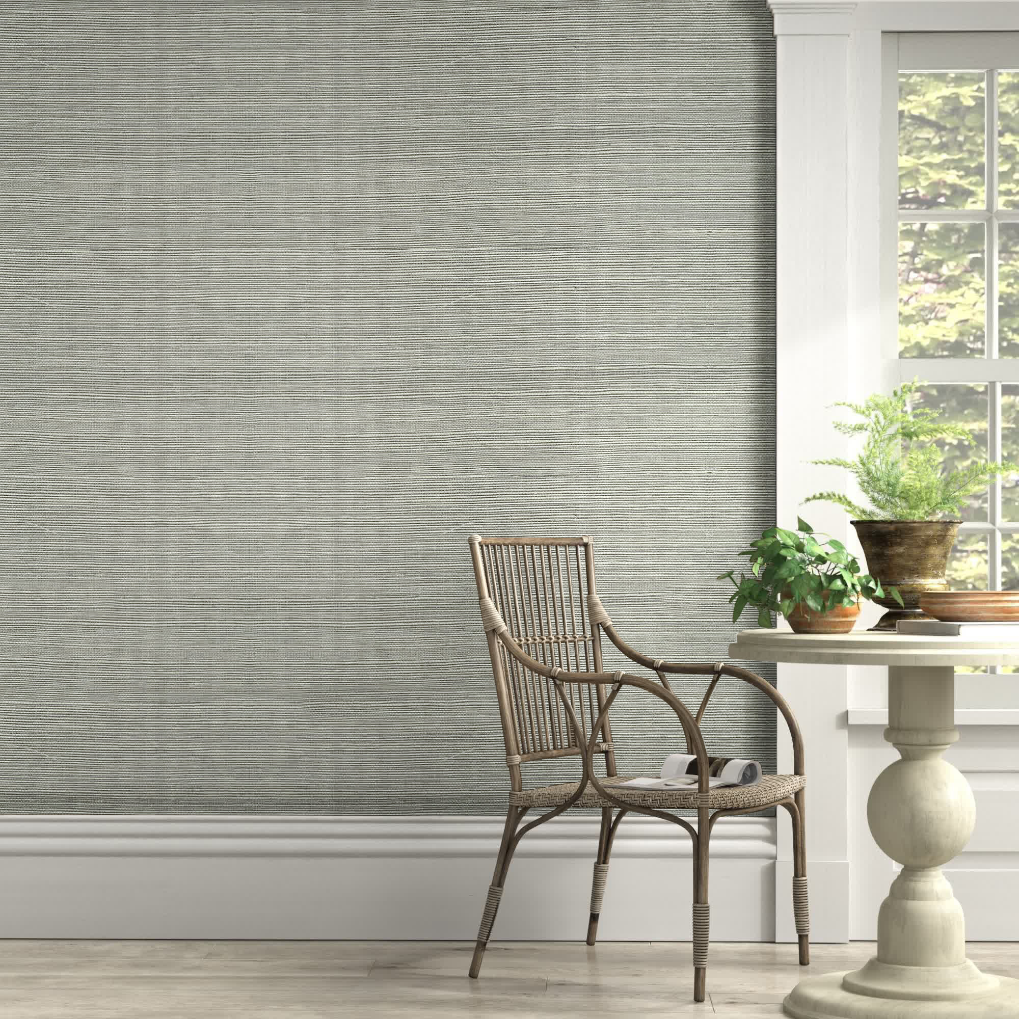Grey Grasscloth Effect Wallpaper  Wallpaper Johns