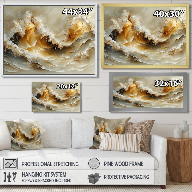«Gray and White Oceanic Waves Spiral III», art mural sur toile transitionnel, H 12 po x l 20 po, Cadre flottant, Blanc