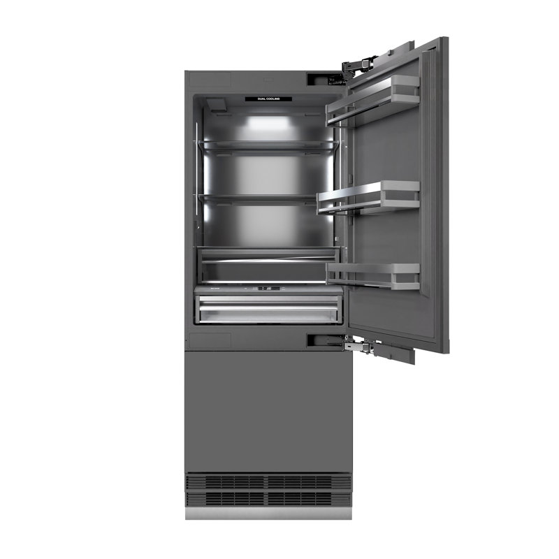 ZLINE Autograph 30 in. Panel Ready Refrigerator w/ Gray Interior and Gold Accents, Polished Gold