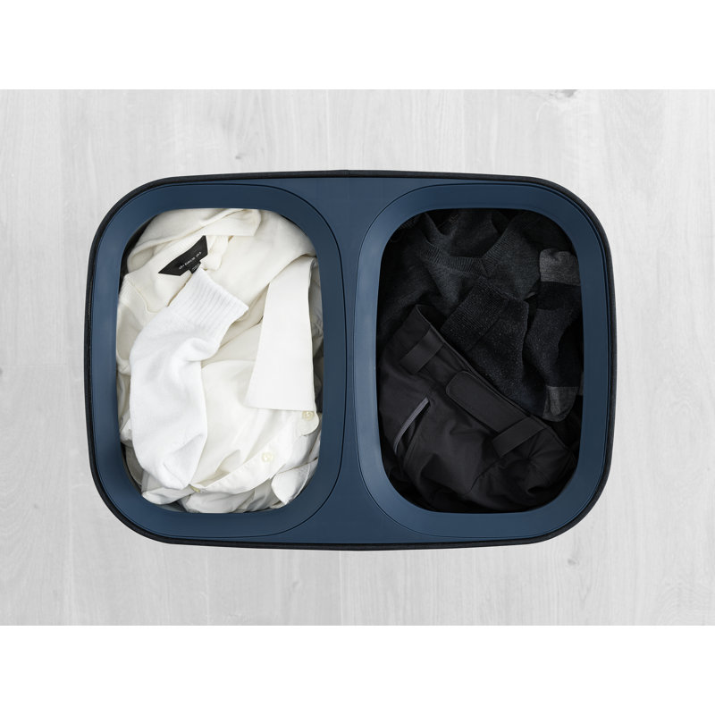 Joseph Joseph Tota Laundry Hamper Separation Basket with Lid, Carbon Black, 90-Liter (15.75" x 22.25" x 28")