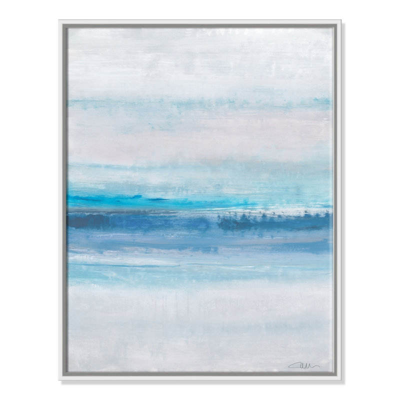 «Coastal Serenity - Floater Frame», reproduction d'art sur toile, H 24 po x l 18 po x P 2 po, Blanc