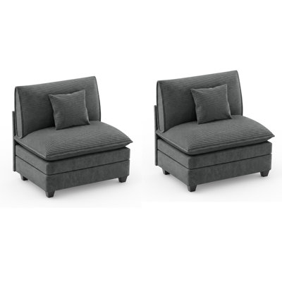 2-Peice Modular Accent Chair Set,Upholstery Corduroy Large Reading Chair