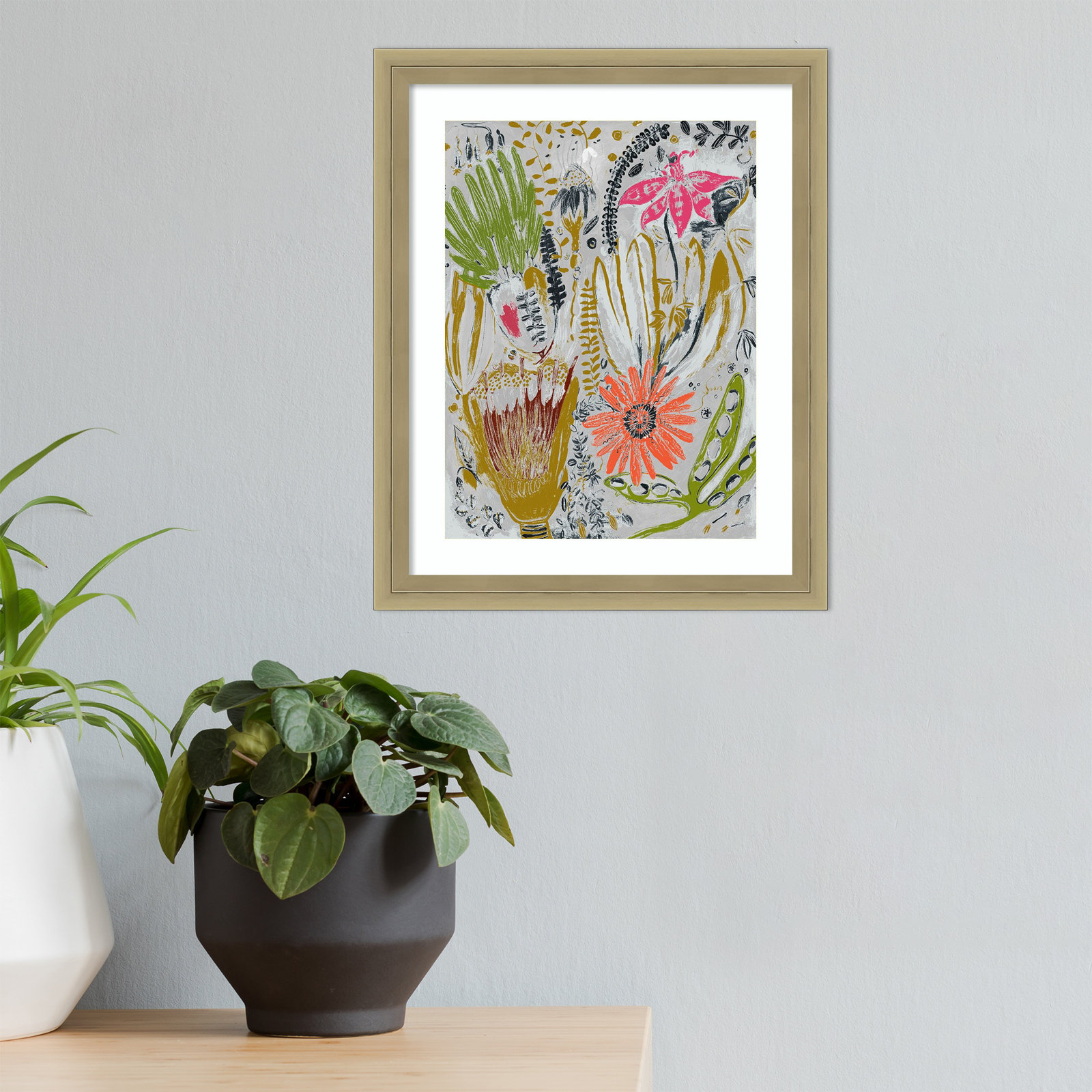 Tropical Blooms by Maya Woods, 11" W x 13" H, Brown