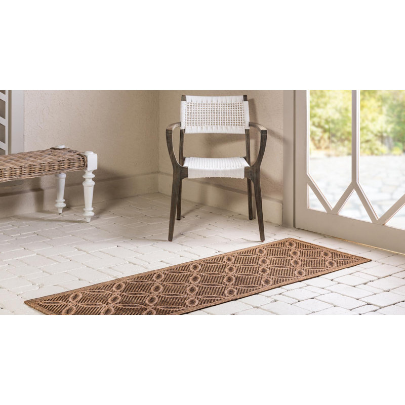 Tapis intérieur / extérieur brun clair Macrae, Tapis de couloir 2 pi 2 po x 6 pi 1 po