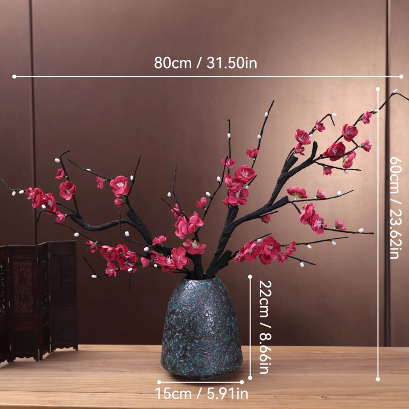 Plum Blossom Simulation Flower Vase Decoration, Pink