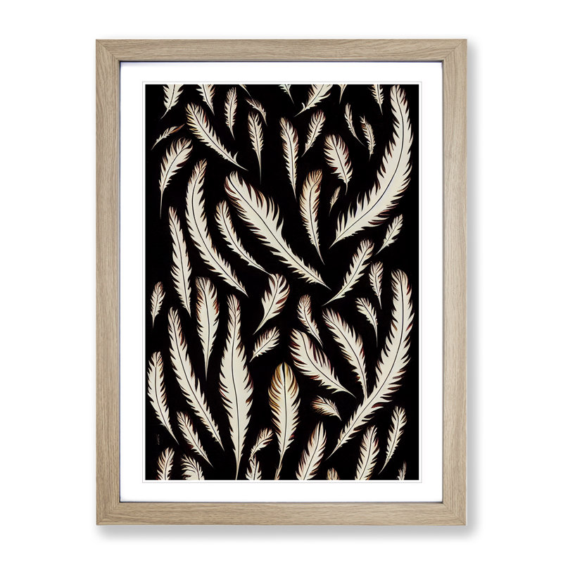 Feather Pattern No.2 - Single Picture Frame Print, 64cm H x 46cm W x 2cm D, Oak