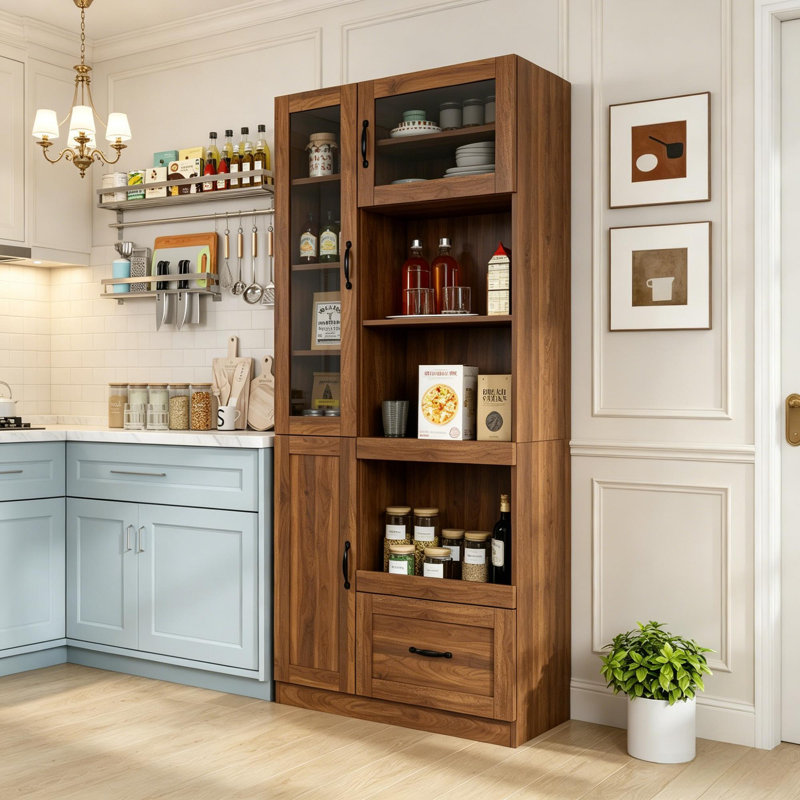 70.9"H Large Size Farmhouse Kitchen Cabinet with Ample Storage Space