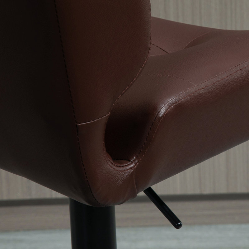Ensemble de 2 tabourets de bar avec siège réglable, coussin rembourré épais et repose-pieds en métal, brun