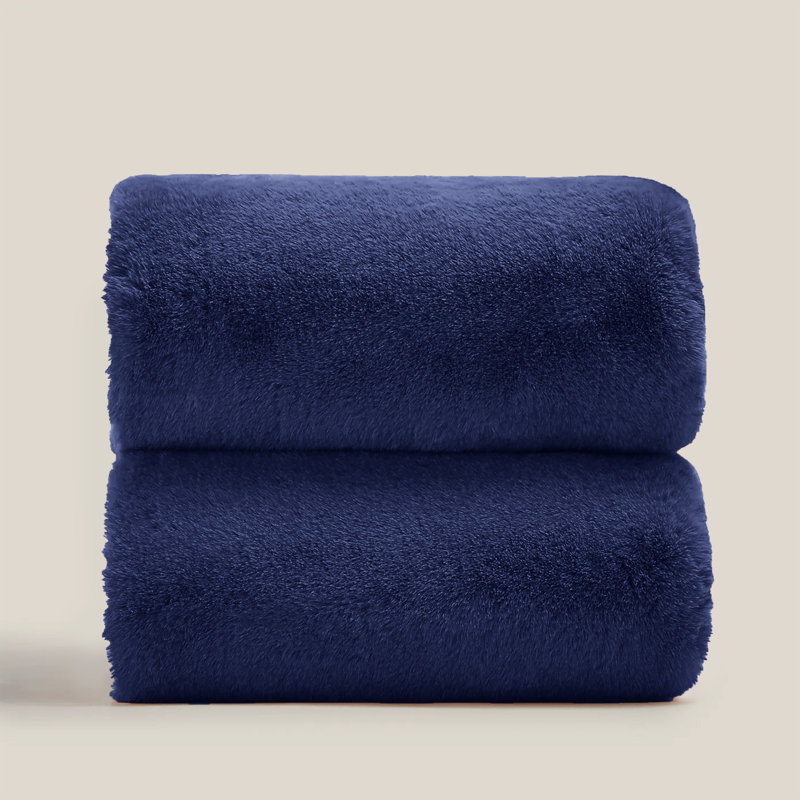 Francella Plush Cozy Mink faux Fleece Blanket/Throw, Navy, 150cm W x 200cm L