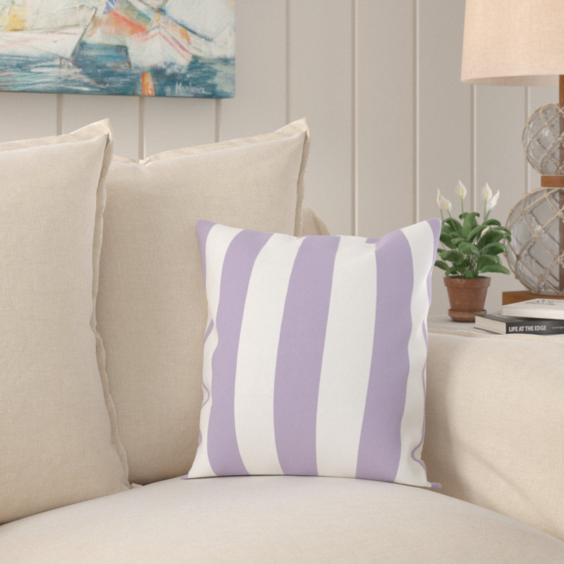 Nantucket Orange Striped 16" Square Polyester Throw Pillow