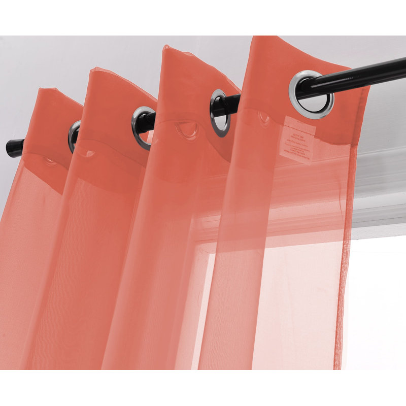 Teshena Sheer Curtain Pair, Coral