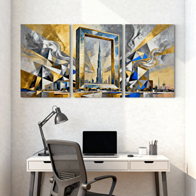 Ensemble de 3 reproductions d'art mural sur toile City & Country