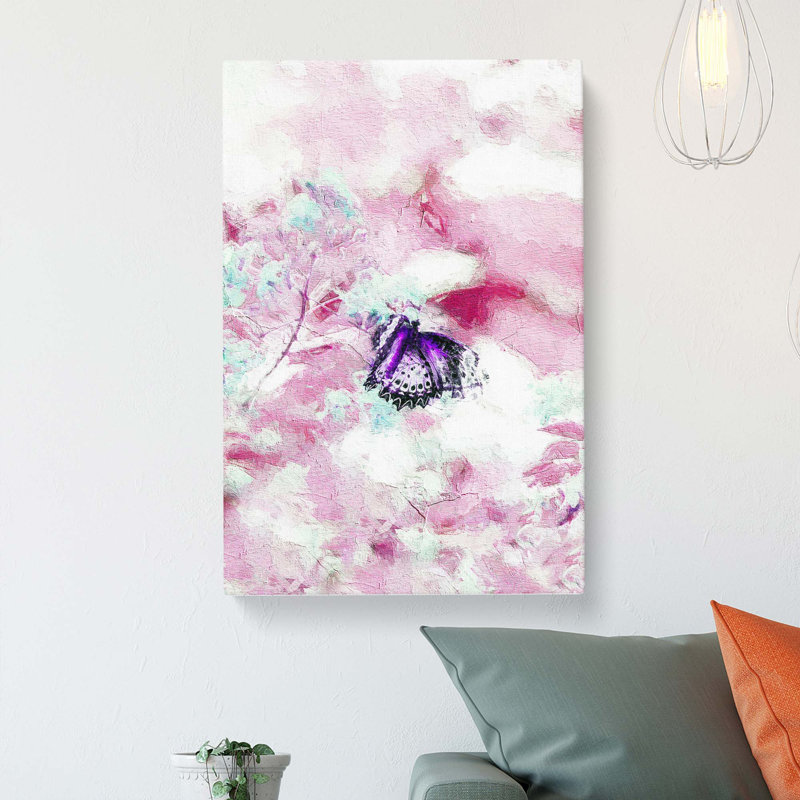 A Butterfly upon a Flower in Abstract - Wrapped Canvas, 50cm H x 35cm W x 3cm D