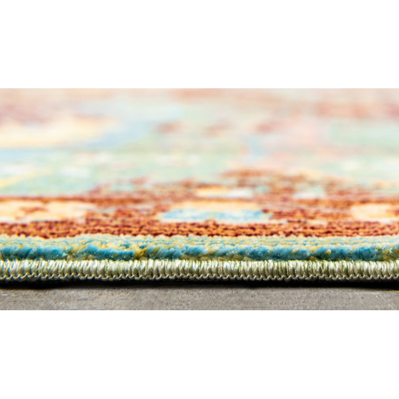 Tapis bleu / rouge Glasser, Tapis de couloir 2 pi 7 po x 9 pi 10 po
