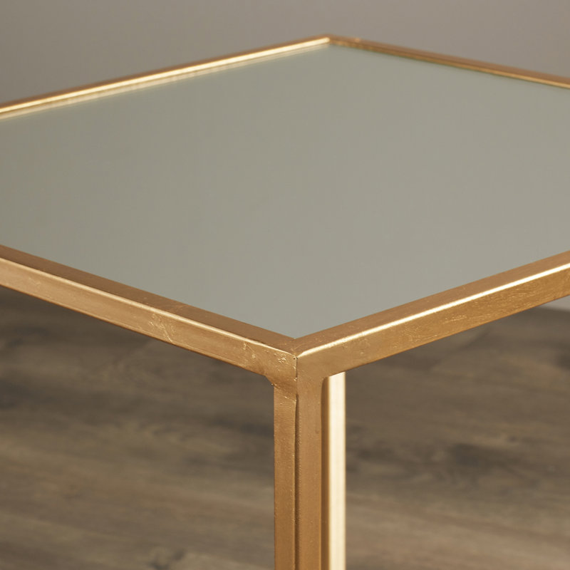 Oxendine End Table, Silver/Black Glass Top