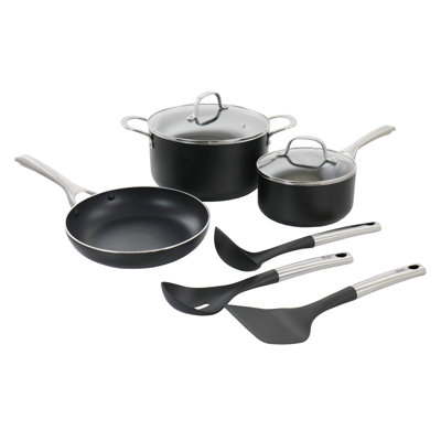 Oster Palladium 8 Piece Aluminum Cookware Set In Black