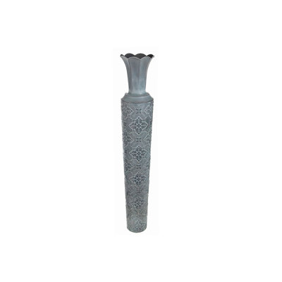 Vase de table en métal intérieur/extérieur gris