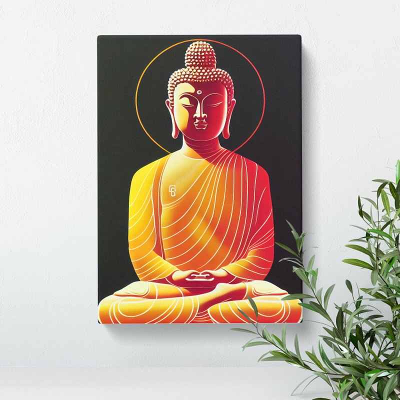 Electric Buddha - Wall Art, 50cm H x 35cm W x 3cm D, Wrapped Canvas