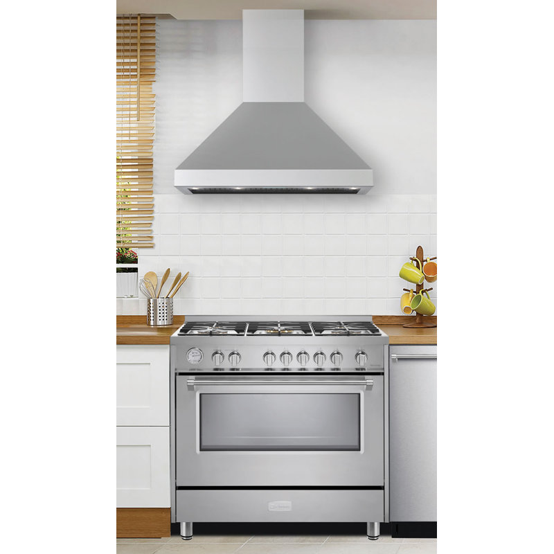 36" 600 CFM Convertible Wall Mount Range Hood, White, 36"