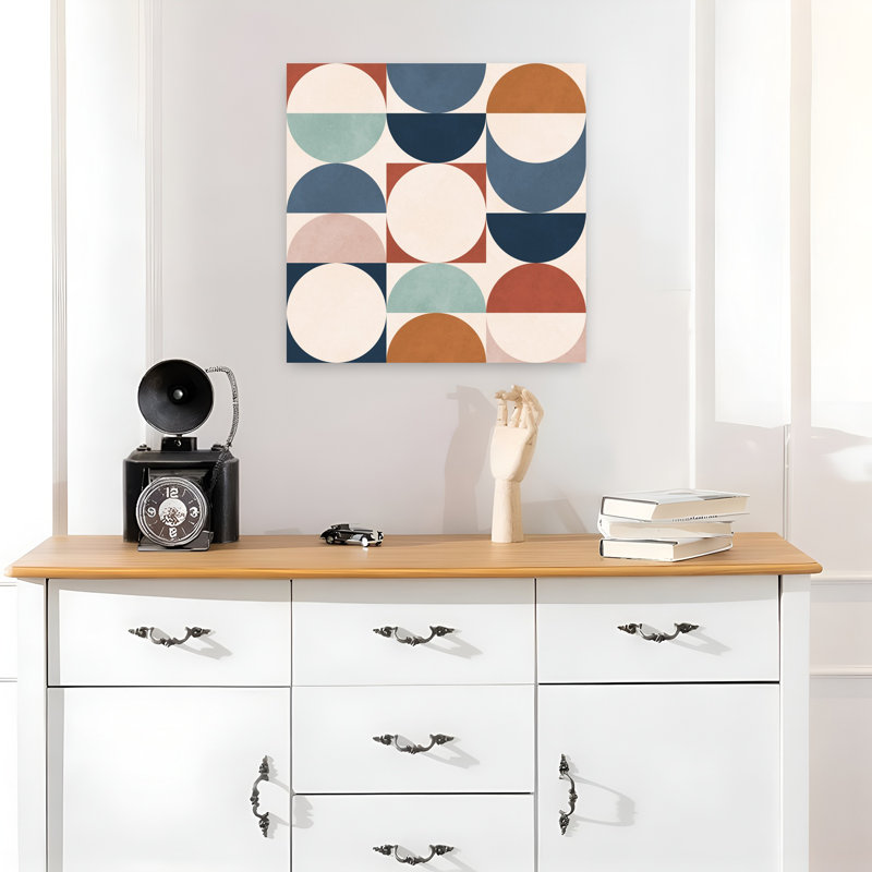 Formes abstraites de style Mid-Century abstrait géométrique paysage minimaliste Nature, 18" H x 18" W