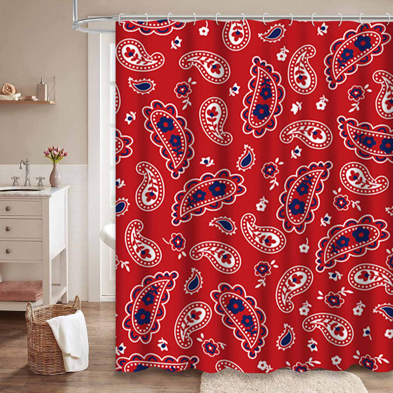 Rideau de douche imperméable à motif floral rétro avec 12 crochets, L 72 po x l 84 po