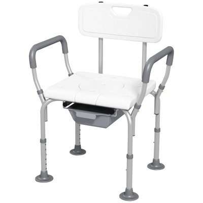 Fauteuil de toilette à hauteur réglable - 31 sièges de douche, blanc pour personnes âgées avec large