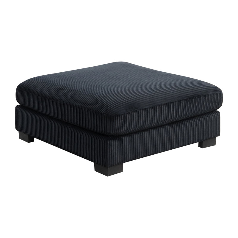 Bentley Modern Style Corduroy Fabric Upholstered OTTOMAN Made With Wood Frame, Black