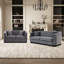 Ensemble de canapé de salon 2 pièces en velours capitonné Chesterfield-583822311