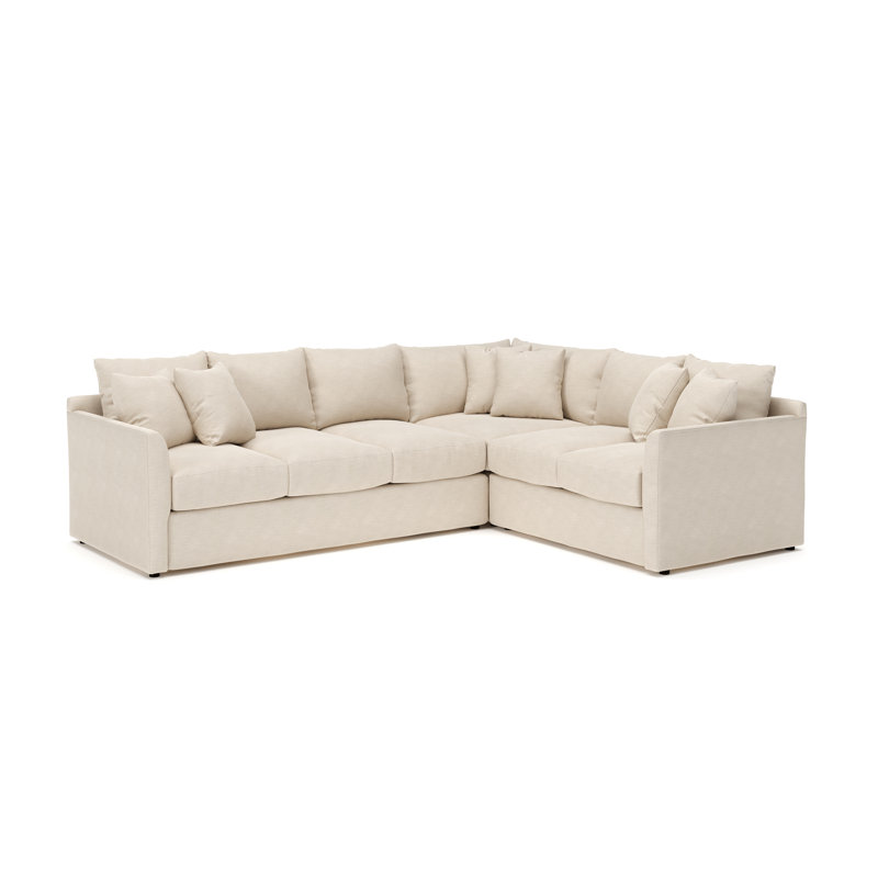Cecelia Upholstered Sectional, Conversation Ivory Basketweave, Right Hand Facing