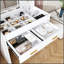 Flip Top Vanity Desk With LED Lighted Mirror & Built-In Outlet - Makeup Table With Drawers, Storage, And Hooks