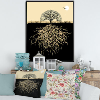 Tree Silhouette With Roots - Print on Canvas