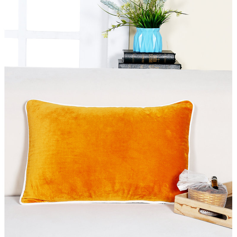 Velvet Lumbar Throw Pillow, Gold