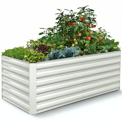 Denishia Belisle 6 ft x 3 ft Galvanized Metal Outdoor Raised Garden Bed Planter Box for Vegetables, Fruits