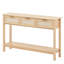 Console en rotin avec 3 tiroirs de rangement, table d'entrée en rotin avec porte coulissante en rotin naturel, table console pour salon, bureau, entrée ou mur de télévision