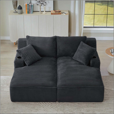 Canapé modulaire Cloud, méridienne en L avec méridienne en R avec assise profonde et confortable canapé 2 places pour salon moderne (tissu moelleux)