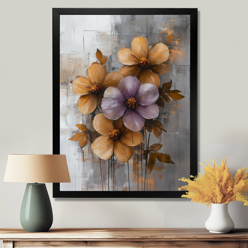 Groveport - Floral Canvas Prints, Black, 20" H x 12" W, Single Picture Framed Print