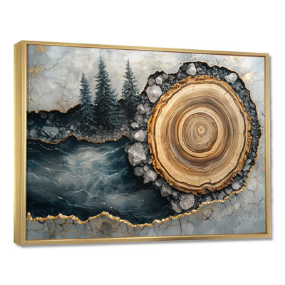 Winter Dam, rivière de glissade en bois et cristal IV - forêt, art mural