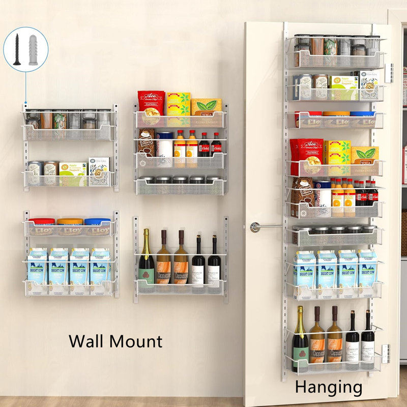 8-Tier Over The Door Organiser With Adjustable Basket,Large Space, Removable, Rust Proof,White