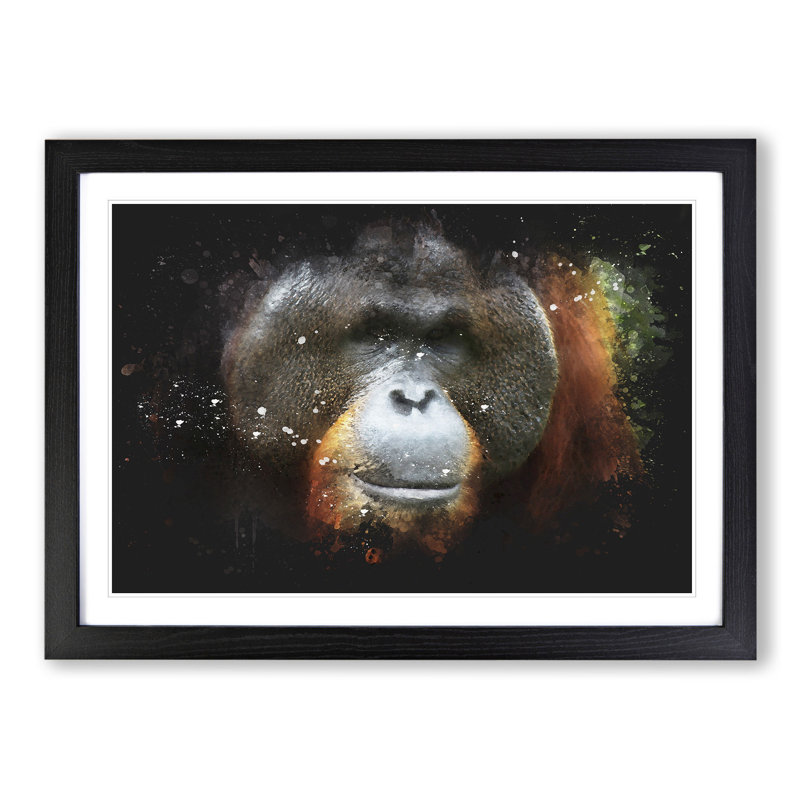 Orangutan Monkey Vol.1 - Picture Frame Painting, 27cm H x 36cm W x 2cm D, Black Framed