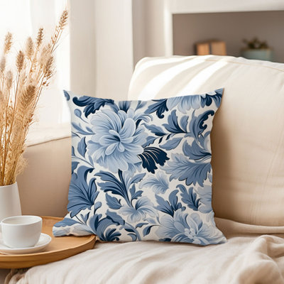 Botanical Blue William Morris Damask Style Floral Plants and Flowers Pattern III Classic