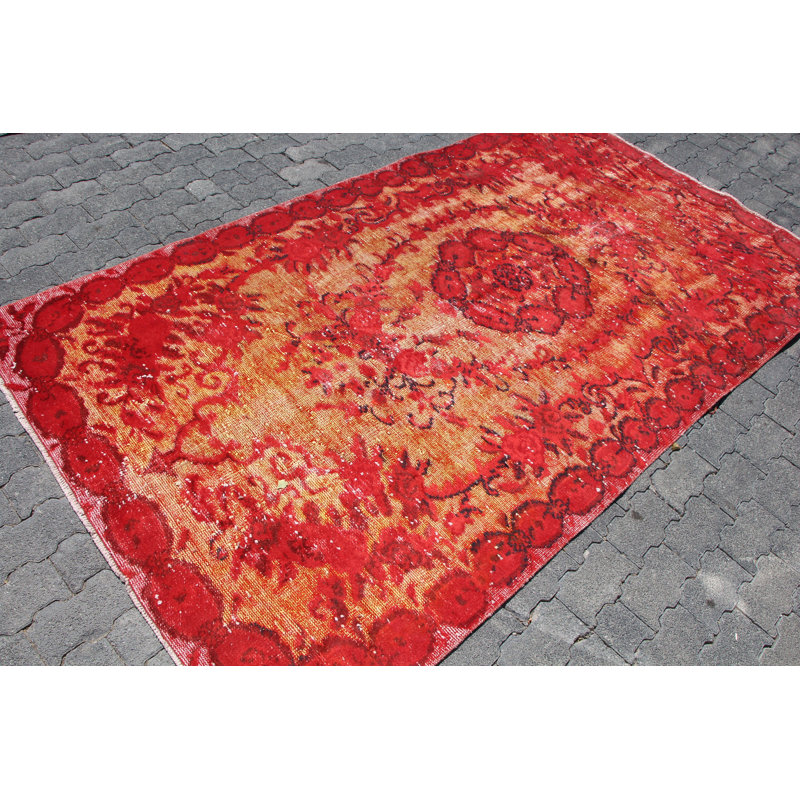 Grand grand tapis turc Oushak rétro en jaune - Décoration de chambre en laine sculptée
